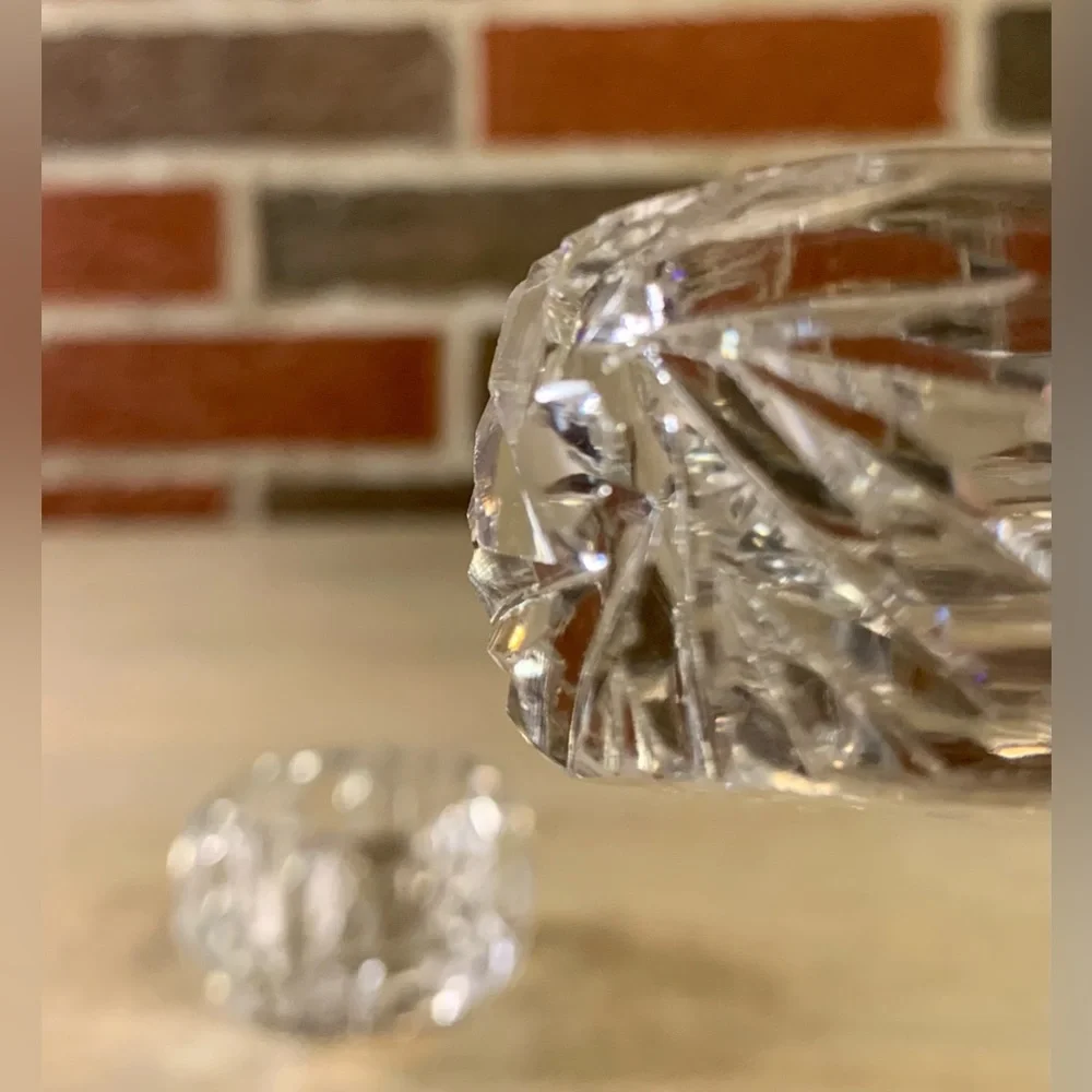 Vintage‎ Cut Glass/Crystal Sawtooth/Sunburst Zipper Round Salt Cellar Lot Of 2